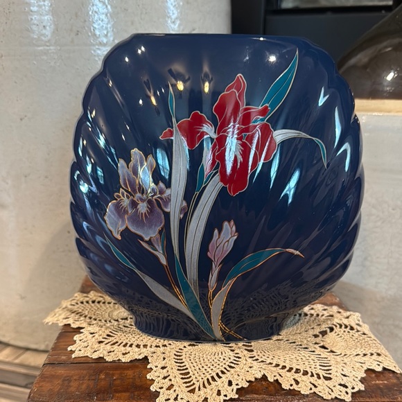 Other - Blue Vase with Floral Design
